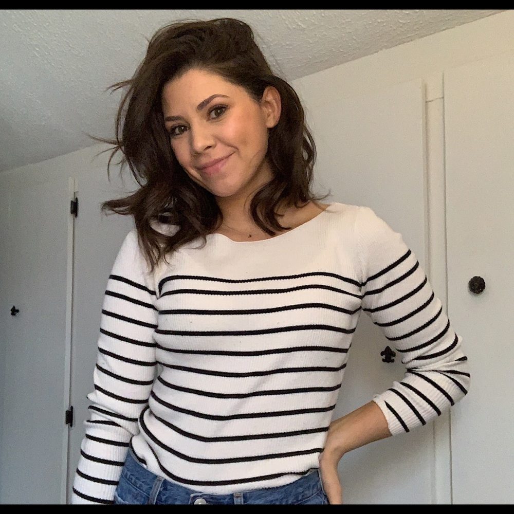 GAP Cream & black stripe sweater